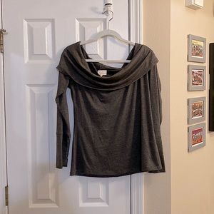 Anthropolgie Deletta, Charcoal Gray Heathered, Cowl Neck Blouse- Size Large